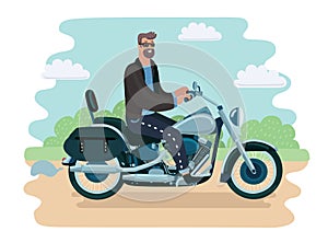 Vector drawing motorcyclist.