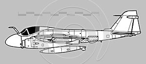 Grumman A-6 Intruder. Vector drawing of navy attack aircraft.