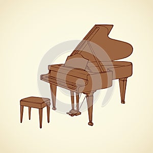 Vector drawing of an open grand piano