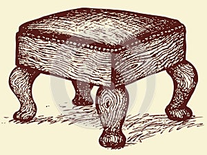 Vector drawing. Ottoman on curved legs