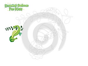 Vector Drawing and Paint Cute Cartoon Seahorse. Educational Game for Kids. Vector Illustration With Cartoon Style Funny Sea Animal