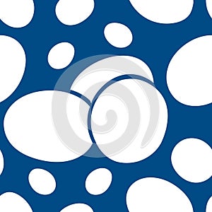 Vector drawing, pattern, whole egg, shell yolk, flat, blue background.