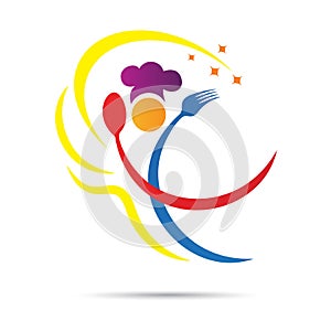 Chef hat spoon fork restaurant logo