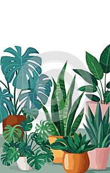 A vector drawing of several potted plants. photo