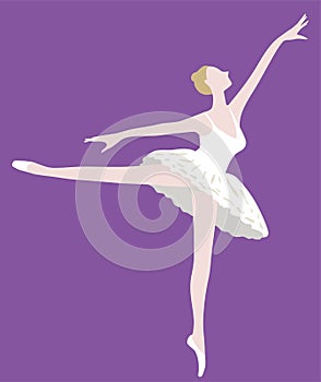 Vector drawing of silhouette graceful dancing ballerina