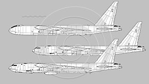 Boeing B-52 Stratofortress. Vector drawing of strategic bomber.
