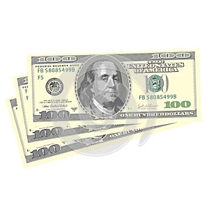 Vector drawing stylized one hundred highly detailed dollar banknotes