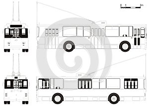 Vector drawing urban trolleybus photo