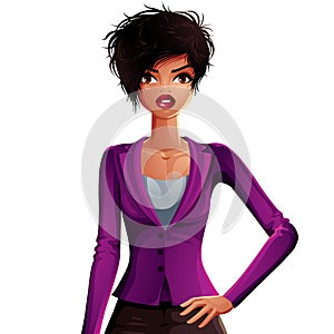 Vector drawing of young pretty business lady