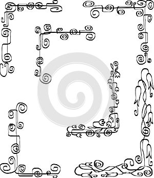 Vector drawings of set decorative abstract corners