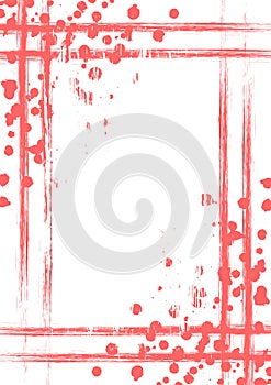 Vector drawn background with frame, border. Grunge template with splash, spray attrition, cracks. Old style vintage design. Graphi