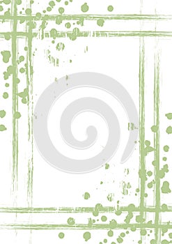 Vector drawn background with frame, border. Grunge template with splash, spray attrition, cracks. Old style vintage design. Graphi