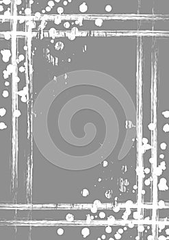 Vector drawn background with frame, border. Grunge template with splash, spray attrition, cracks. Old style vintage design. Graphi