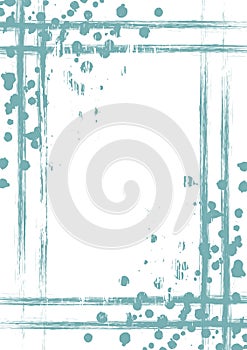 Vector drawn background with frame, border. Grunge template with splash, spray attrition, cracks. Old style vintage design. Graphi