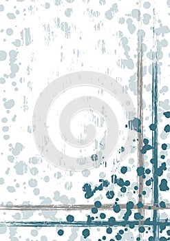 Vector drawn background with frame, border. Grunge template with splash, spray attrition, cracks. Old style vintage design. Graphi