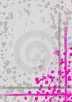 Vector drawn background with frame, border. Grunge template with splash, spray attrition, cracks. Old style vintage design. Graphi