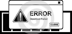 vector drawn illustration black and white icon download failed error