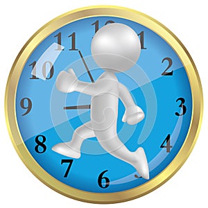 Vector drawn running man symbol,Race against the clock, image uses a grid gradient.