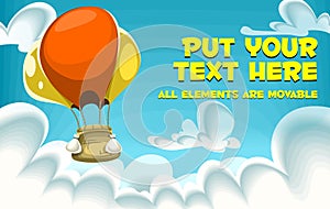 Vector dream illustration with colorful hot air balloon text space for tagline