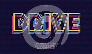 Vector drive font neon line style