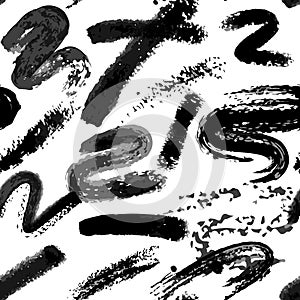 Vector Dry Brush Twirl Pattern Black on White