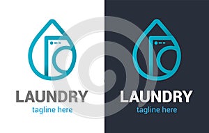 Vector Dry cleaning creative sign or logo. Laundry room emblem. Wash clothes icon