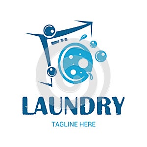 Vector Dry cleaning creative sign or logo. Laundry room emblem. Wash clothes icon