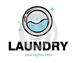 Vector Dry cleaning creative sign or logo. Laundry room emblem. Wash clothes icon