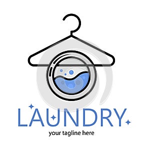 Vector Dry cleaning creative sign or logo. Laundry room emblem. Wash clothes icon