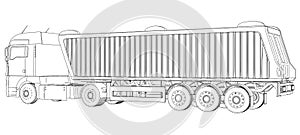 Vector dump truck. Tipper lorry on transparent background. racing illustration of 3d. EPS 10 vector format. photo