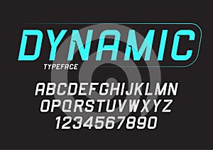 Vector dynamic bold italic font design, alphabet, typeface, typo