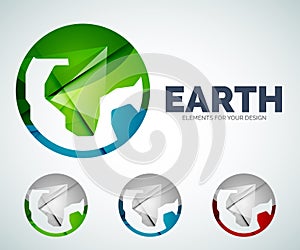 Vector earth globe circle abstract icons