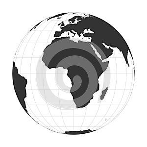 Vector Earth globe focused on Africa continent