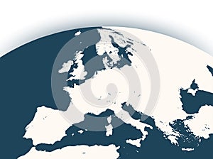 Vector Earth globe with zoom up of Europe continent.