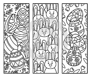 Vector Easter bookmarks for  kids coloring.