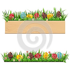 Vector Easter Border with Painted Eggs