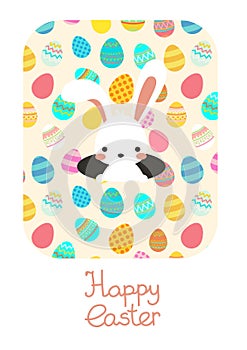 Vector Easter card. Easter rabbit,decorative eggs and lettering