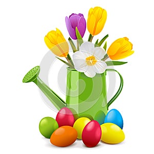 Vector Easter Concept with Watering Can