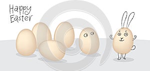 Vector easter eggs with cartoon little cheeks. Simple sketch easter motive .