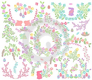 Vector Easter Laurels, Wreaths and Floral Decorations photo