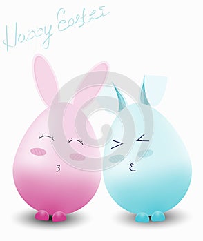 vector easter rabbit egg set. decor elements. kawaii 3D style. Happy holiday greeting card template design element