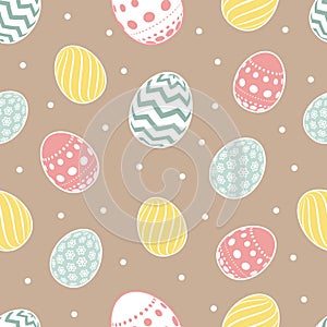 Vector easter seamless pattern. Flowers eggs background for cupcake wrapper