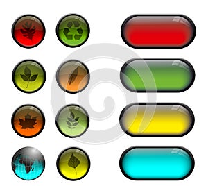 Vector eco autumn glass buttons