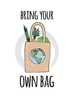 Vector eco bag and bring your own bag lettering