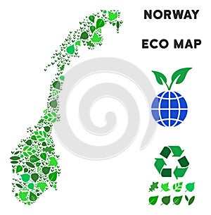 Vector Eco Green Mosaic Norway Map