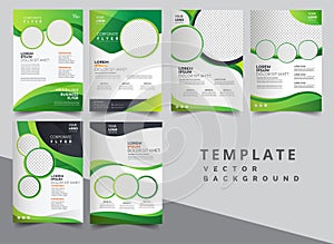 Vector eco nature flyer, poster, brochure, magazine cover template. Modern green leaf,brochure, flyer set
