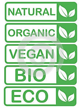 Vector eco,organic,bio logo cards templates. Handwritten healthy eat icons set. Vegan, natural food and drinks signs. Farm market