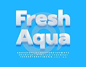 Vector eco Sign Fresh Aqua with 3D Alphabet set. Modern White Font for Marketing and Advertising