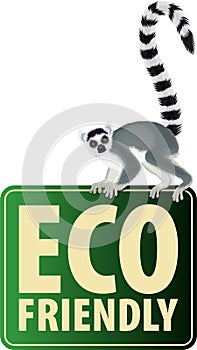 Vector Eco Sticker with ring-tailed Madagascar lemur photo
