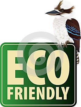 Vector Eco Sticker with ustralian Laughing kookaburra